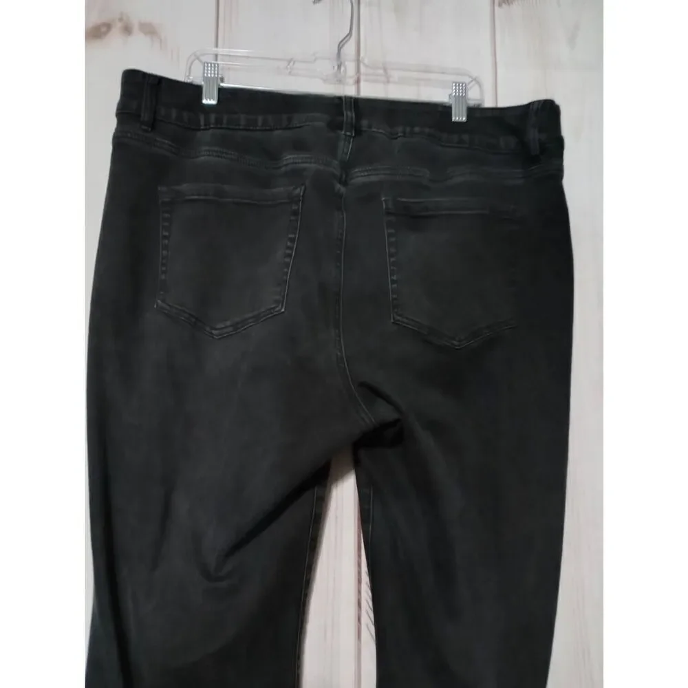 Lane Bryant Black Denim Jeans‎ Womens 20R Straight Leg Stretch Faded Wash